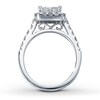 Thumbnail Image 2 of Previously Owned Diamond Engagement Ring 1-1/2 ct tw Princess & Round-cut 14K White Gold Size 4