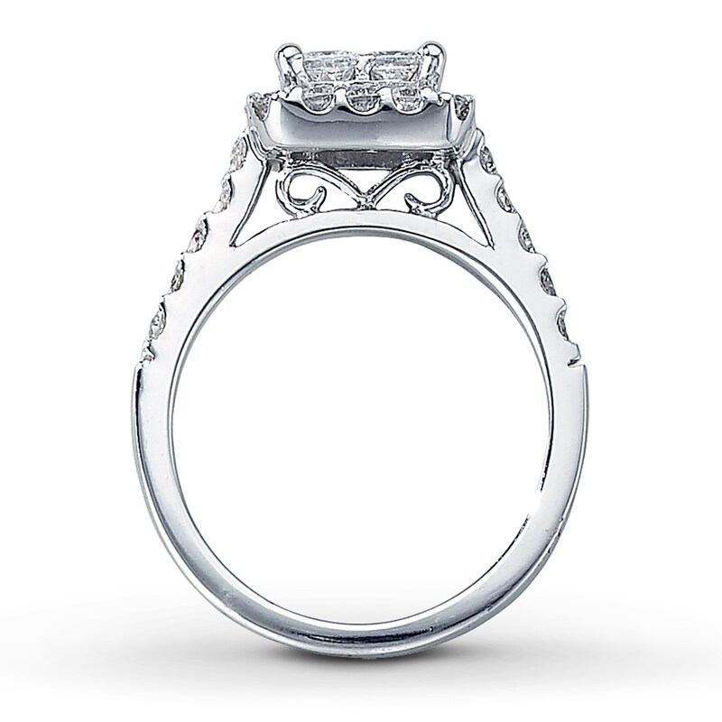 Main Image 2 of Previously Owned Diamond Engagement Ring 1-1/2 ct tw Princess & Round-cut 14K White Gold Size 4