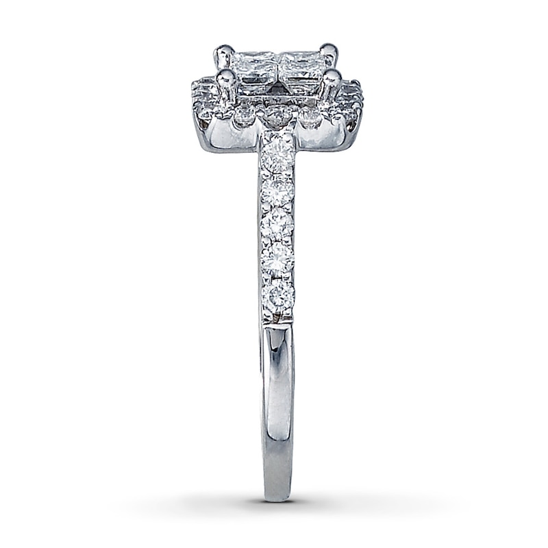 Main Image 3 of Previously Owned Diamond Engagement Ring 1-1/2 ct tw Princess & Round-cut 14K White Gold Size 4