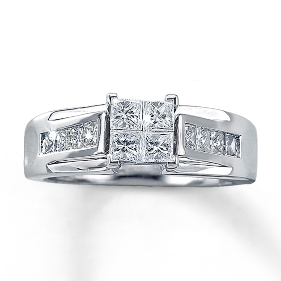 Previously Owned Diamond Engagement Ring 1 ct tw Princess-cut 14K White Gold - Size 4