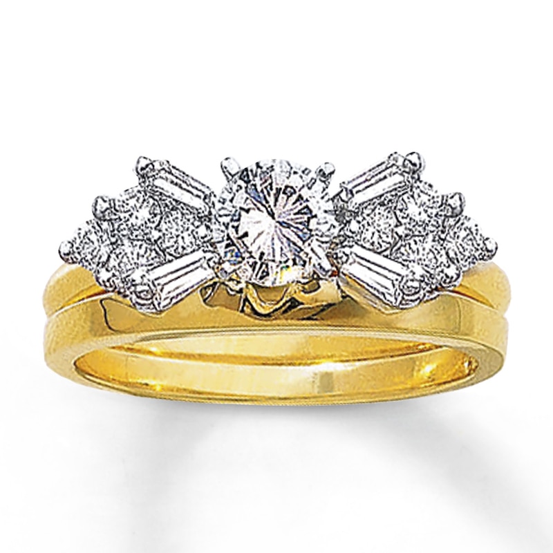 Main Image 3 of Previously Owned Diamond Enhancer Ring 1/2 ct tw Baguette & Round-cut 14K Yellow Gold Size 4.25