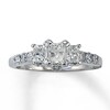 Thumbnail Image 1 of Previously Owned 3-Stone Diamond Engagement Ring 1 ct tw Radiant & Round-cut 14K White Gold Size 9.75