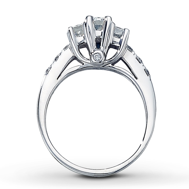 Main Image 2 of Previously Owned 3-Stone Diamond Engagement Ring 1 ct tw Radiant & Round-cut 14K White Gold Size 9.75