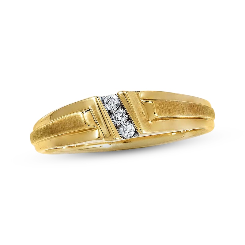 Main Image 1 of Previously Owned Men's Diamond Wedding Band 1/10 ct tw Round-cut 10K Yellow Gold Size 16.5