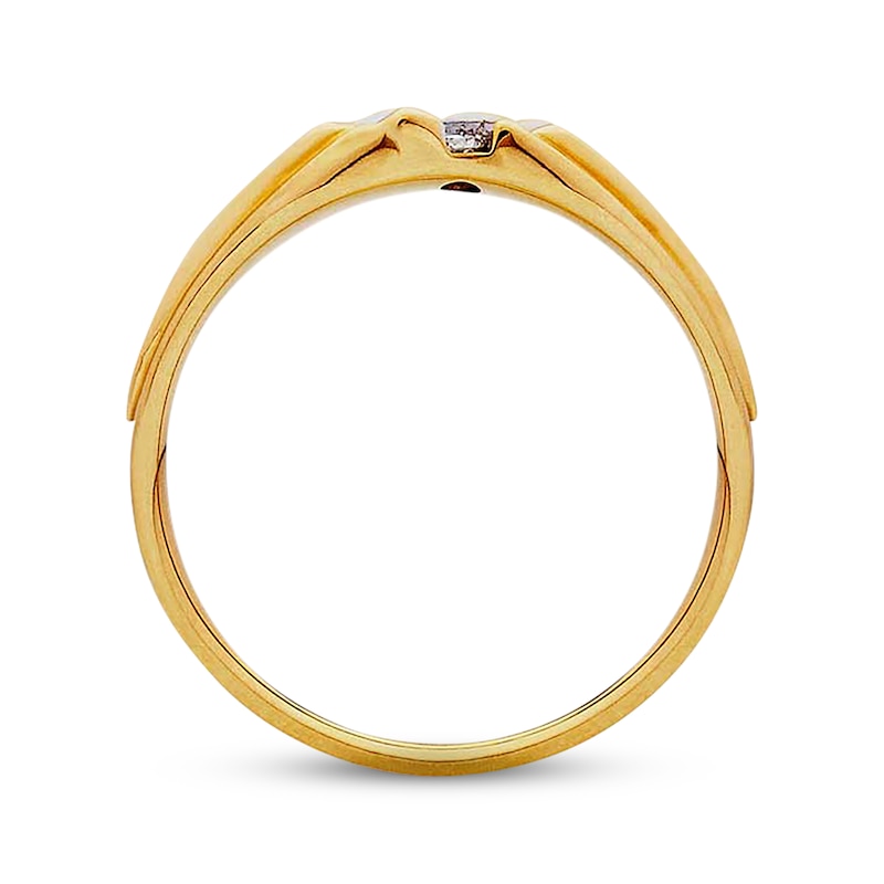 Main Image 2 of Previously Owned Men's Diamond Wedding Band 1/10 ct tw Round-cut 10K Yellow Gold Size 16.5