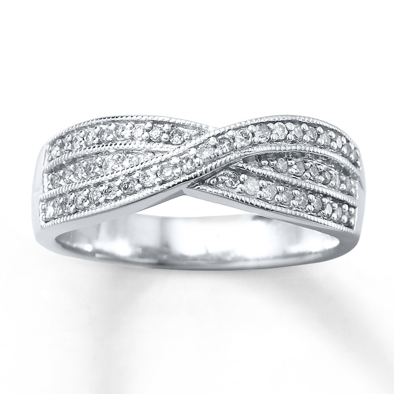 Main Image 1 of Previously Owned Diamond Fashion Ring 1/4 ct tw Round-cut Sterling Silver Size 10.25