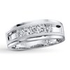 Thumbnail Image 1 of Previously Owned Men's Wedding Band 1/2 ct tw Round-cut Diamonds 10K White Gold - Size 7.5