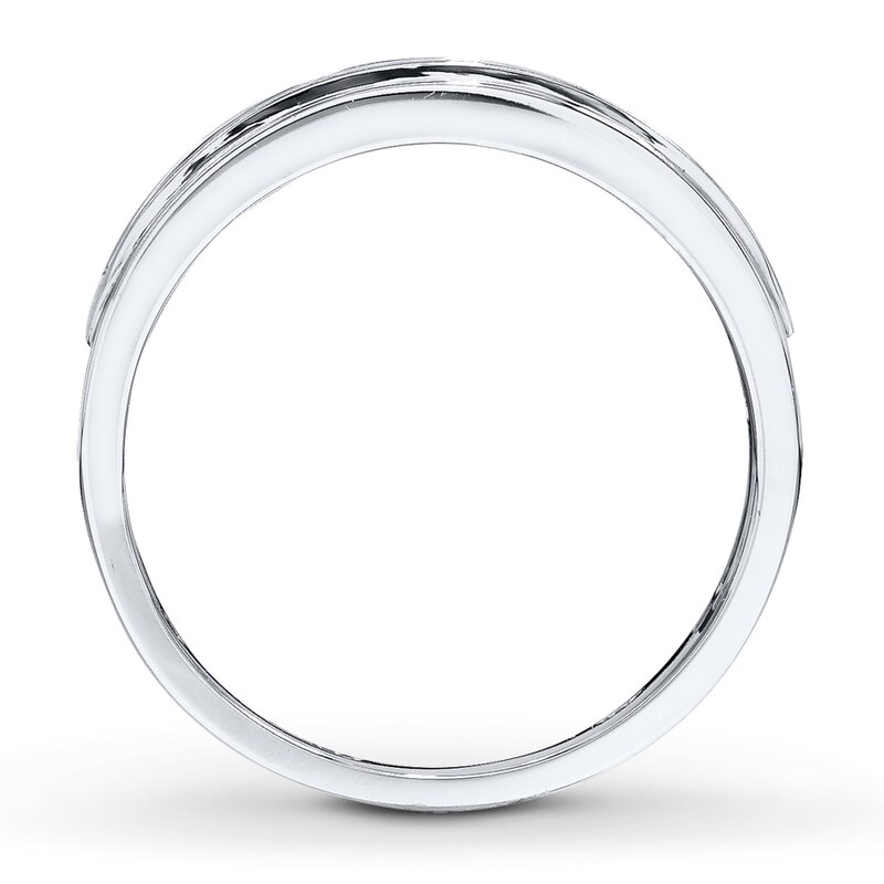 Main Image 2 of Previously Owned Men's Wedding Band 1/2 ct tw Round-cut Diamonds 10K White Gold - Size 8.25