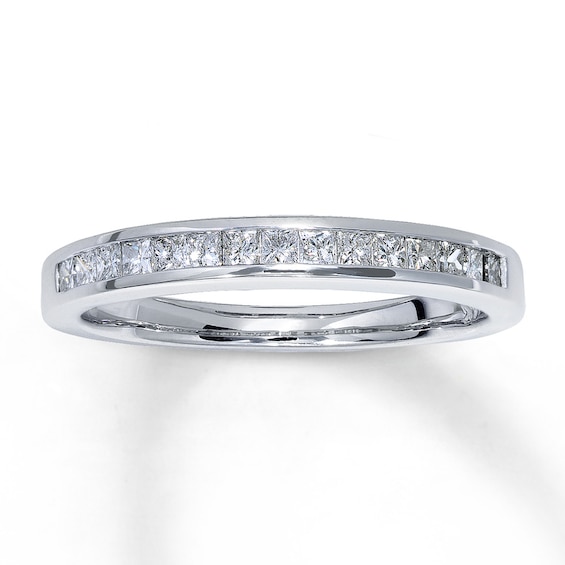 Previously Owned Wedding Band 1/3 ct tw Princess-cut Diamonds 14K White Gold Size 10