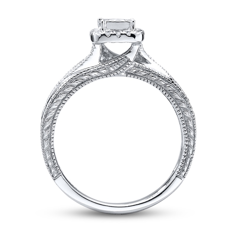 Main Image 2 of Previously Owned Ring 1/6 ct tw Princess & Round-cut Diamonds Sterling Silver - Size 5