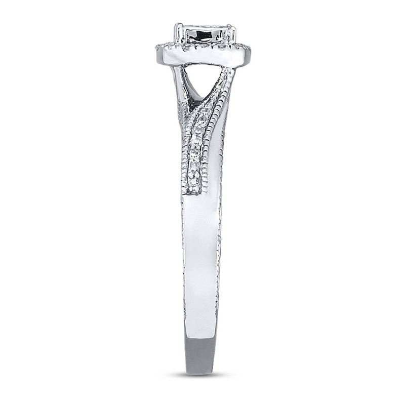 Main Image 3 of Previously Owned Ring 1/6 ct tw Princess & Round-cut Diamonds Sterling Silver - Size 5