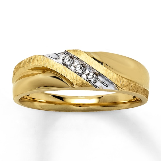 Previously Owned Men's Wedding Band 1/10 ct tw Diamonds Round-cut 10K Yellow Gold Size 13.25