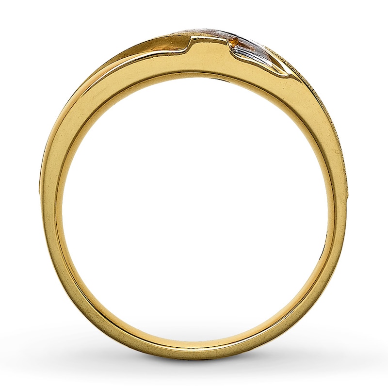 Main Image 2 of Previously Owned Men's Wedding Band 1/10 ct tw Diamonds Round-cut 10K Yellow Gold Size 13.25