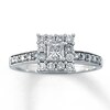Thumbnail Image 1 of Previously Owned Diamond Engagement Ring 5/8 ct tw Princess & Round-cut 14K White Gold Size 4.25