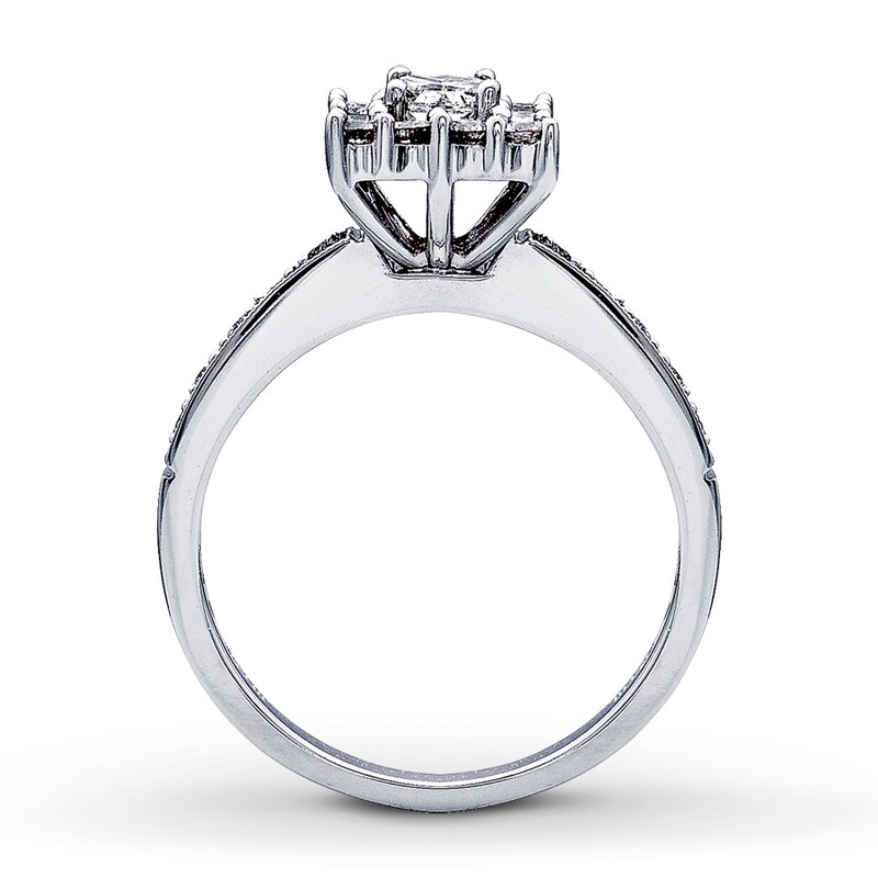 Main Image 2 of Previously Owned Diamond Engagement Ring 5/8 ct tw Princess & Round-cut 14K White Gold Size 4.25