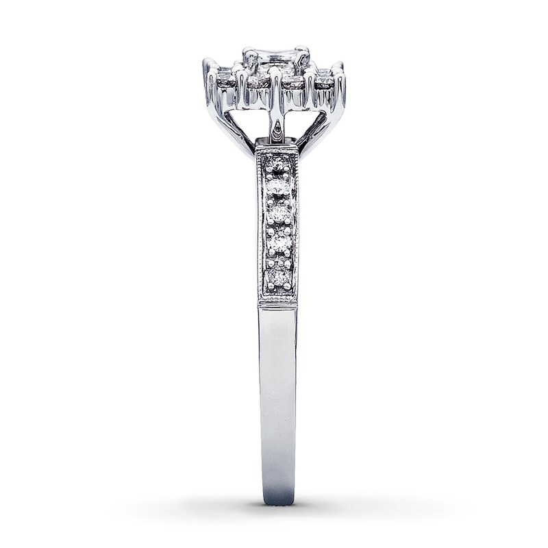 Main Image 3 of Previously Owned Diamond Engagement Ring 5/8 ct tw Princess & Round-cut 14K White Gold Size 4.25