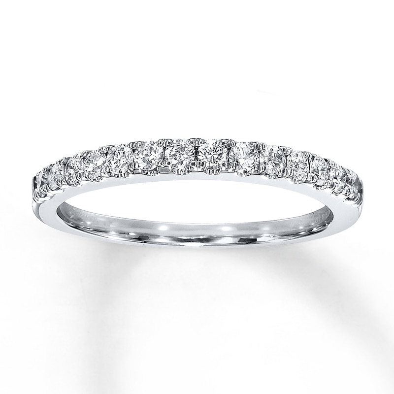 Main Image 1 of Previously Owned Diamond Wedding Band 1/3 ct tw Round-cut 14K White Gold - Size 4