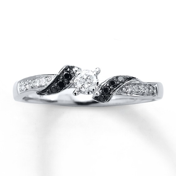 Previously Owned Black Diamond Ring 1/6 ct tw Round-cut Sterling Silver Size 4
