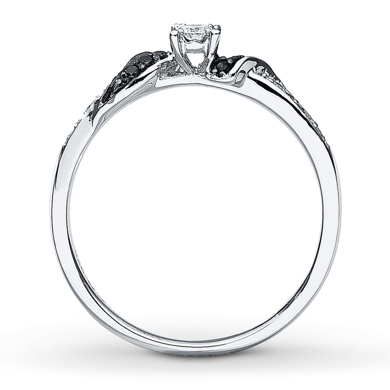 Main Image 2 of Previously Owned Black Diamond Ring 1/6 ct tw Round-cut Sterling Silver Size 4