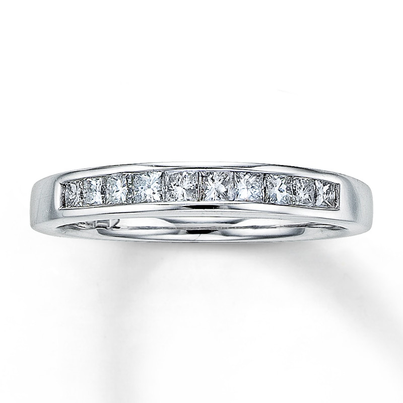 Main Image 1 of Previously Owned Diamond Wedding Band 3/8 ct tw Princess-cut 14K White Gold Size 10.5