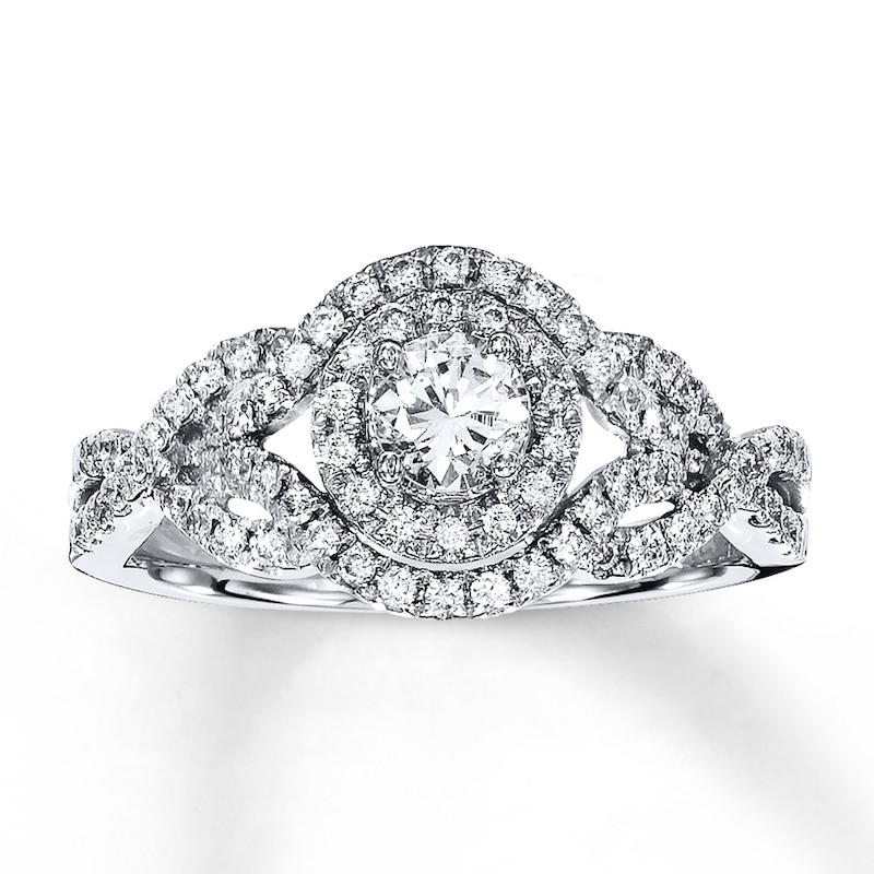 Main Image 1 of Previously Owned Diamond Engagement Ring 3/4 ct tw Round-cut 14K White Gold Size 9.5