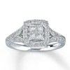 Thumbnail Image 1 of Previously Owned Diamond Engagement Ring 1/2 ct tw Princess & Round-cut Diamonds 14K White Gold Size 9.5