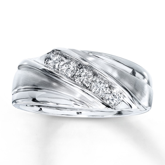 Previously Owned Men's Diamond Ring 1/2 ct tw Round-cut 10K White Gold 14