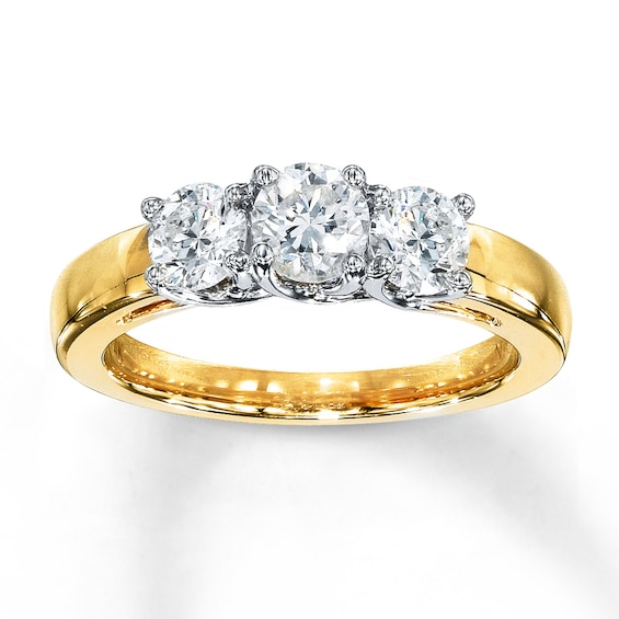 Previously Owned 3-Stone Diamond Ring 1 ct tw Round-cut 14K Yellow Gold 3.5