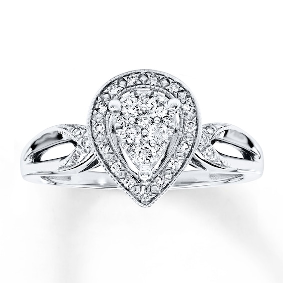 Previously Owned Diamond Ring 1/4 ct tw Round-cut Sterling Silver Size 9.75