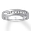 Thumbnail Image 1 of Previously Owned Men's Diamond Wedding Band 1/4 ct tw Round-cut 10K White Gold - Size 7.75