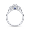 Thumbnail Image 2 of Previously Owned Diamond & Sapphire Engagement Ring 3/4 ct tw Princess & Round-cut 14K White Gold Size 4