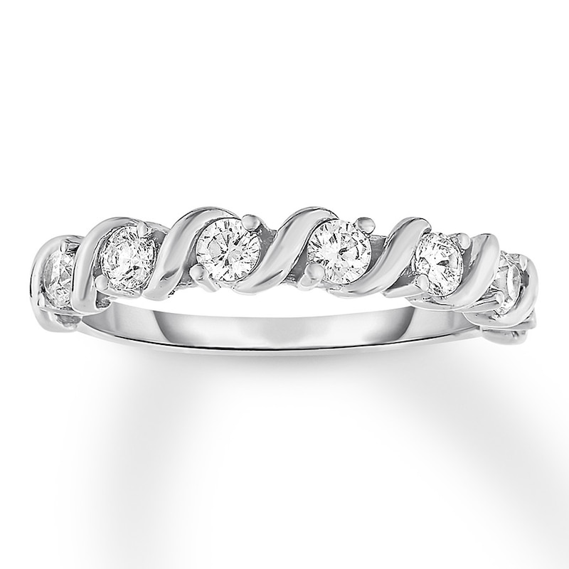 Main Image 1 of Previously Owned Diamond Anniversary Band 1/3 ct tw Round-cut 14K White Gold Size 8.5