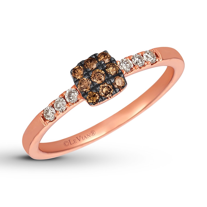 Main Image 1 of Previously Owned Le Vian Chocolate Diamond Ring 1/4 ct tw Round-cut 14K Strawberry Gold - Size 10.25
