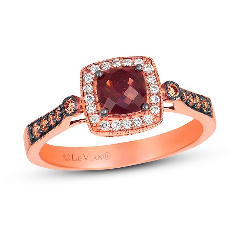 Main Image 1 of Previously Owned Le Vian Chocolate Quartz Ring 1/5 ct tw Round-cut Diamonds 14K Gold - Size 12