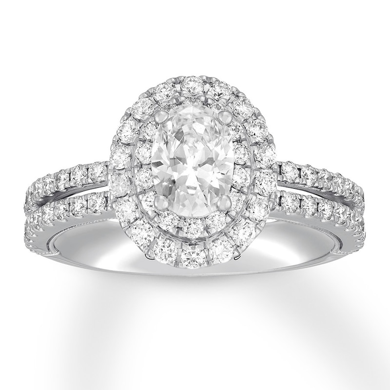 Main Image 1 of Previously Owned Neil Lane Diamond Engagement Ring 1-3/4 ct tw Oval & Round-cut 14K White Gold Size 9.25