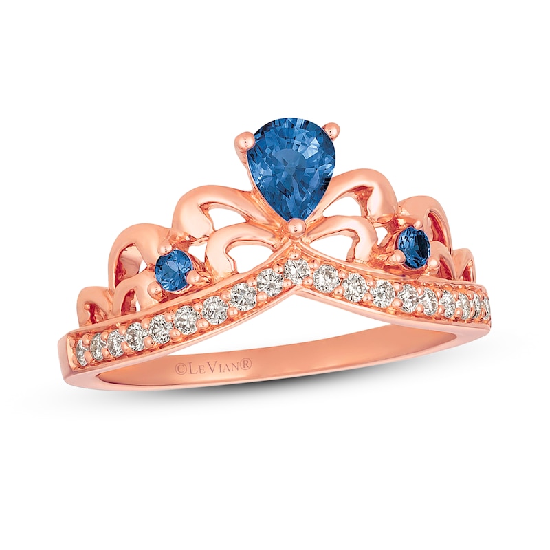 Main Image 1 of Previously Owned Le Vian Sapphire Tiara Ring 1/6 ct tw Round-cut Diamonds 14K Gold - Size 10