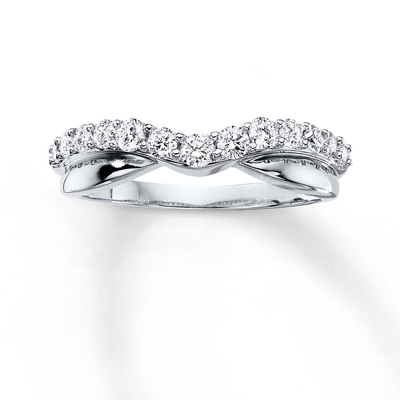 Main Image 1 of Previously Owned Diamond Contour Band 1/2 ct tw Round-cut 14K White Gold Size 9.75