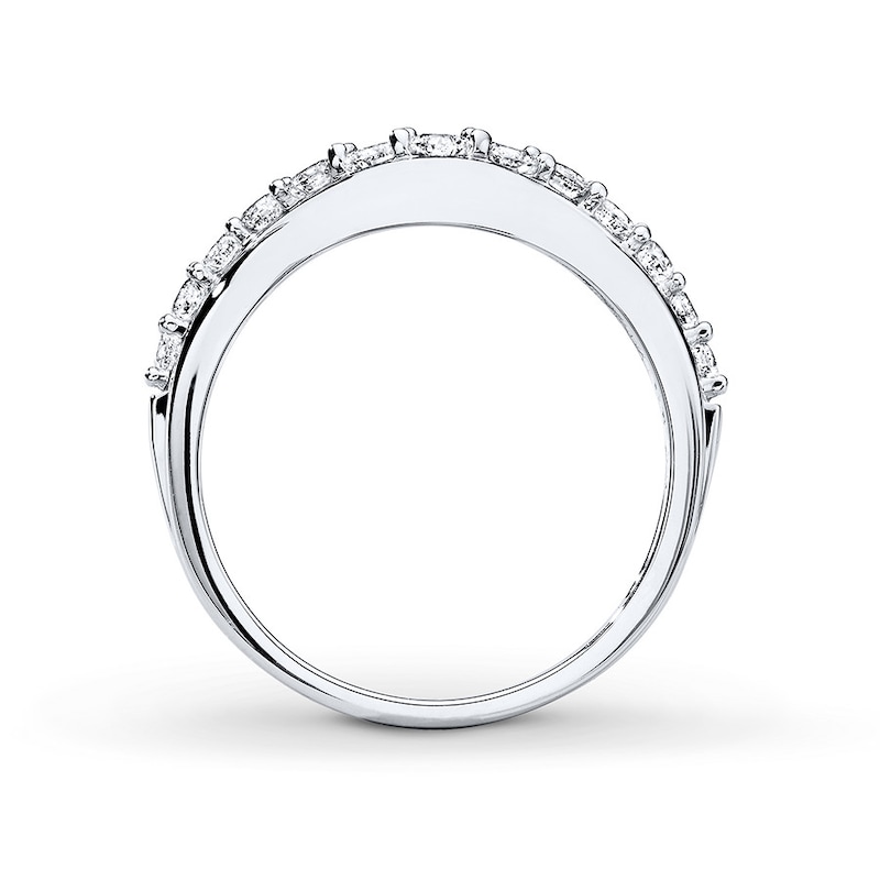 Main Image 2 of Previously Owned Diamond Contour Band 1/2 ct tw Round-cut 14K White Gold Size 9.75