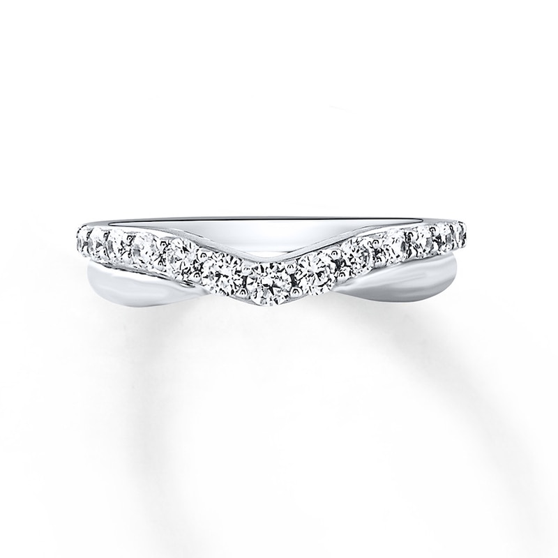 Main Image 4 of Previously Owned Diamond Contour Band 1/2 ct tw Round-cut 14K White Gold Size 9.75