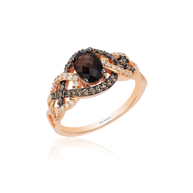 Main Image 5 of Previously Owned Le Vian Chocolate Quartz Ring 1/4 ct tw Round-cut Diamonds 14K Strawberry Gold Size 9.5
