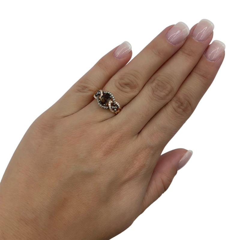 Main Image 6 of Previously Owned Le Vian Chocolate Quartz Ring 1/4 ct tw Round-cut Diamonds 14K Strawberry Gold Size 9.5