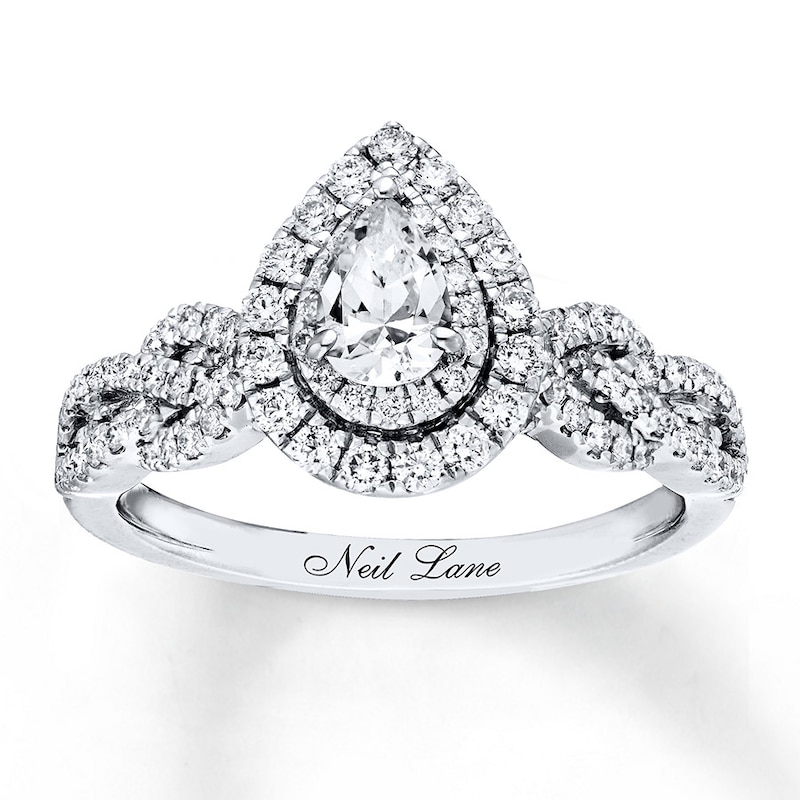 Main Image 1 of Previously Owned Neil Lane Engagement Ring 7/8 ct tw Pear & Round-cut Diamonds 14K White Gold Size 4.5