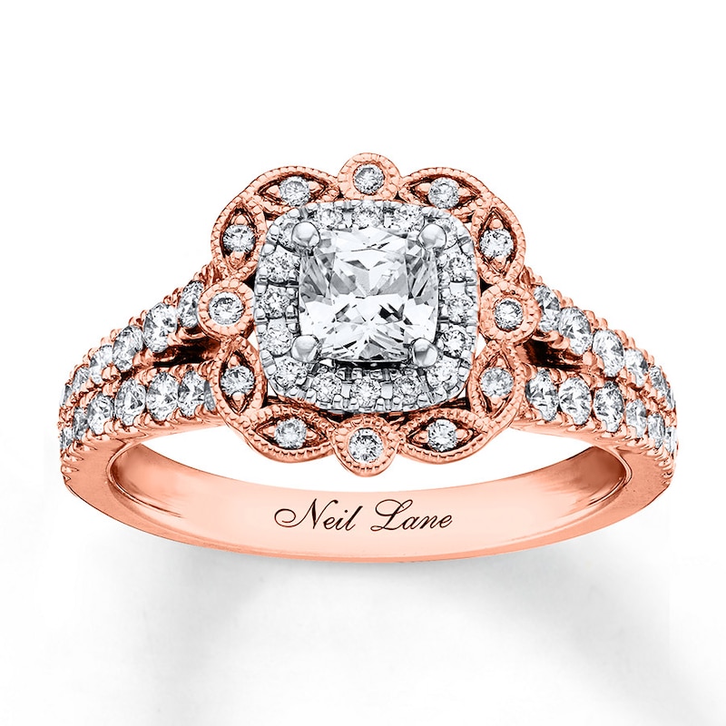 Main Image 1 of Previously Owned Neil Lane Diamond Engagement Ring 1-1/8 ct tw 14K Cushion & Round-cut Two-Tone Gold - Size 11