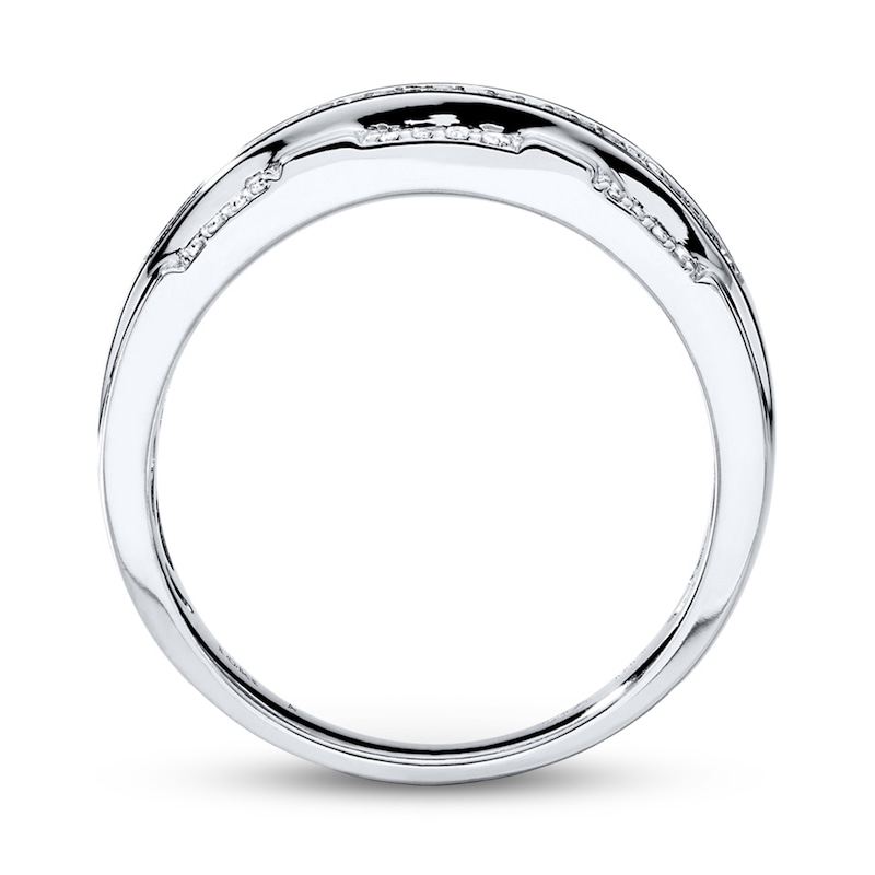 Main Image 2 of Previously Owned Men's Diamond Wedding Band 1/2 ct tw Round-cut 10K White Gold Size 13.5