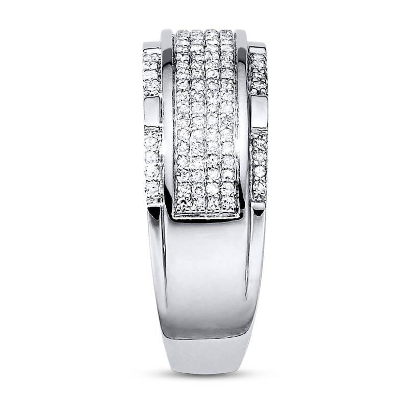 Main Image 3 of Previously Owned Men's Diamond Wedding Band 1/2 ct tw Round-cut 10K White Gold Size 13.5