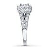 Thumbnail Image 3 of Previously Owned Engagement Ring 3/4 ct tw Princess & Round-cut Diamonds 14K White Gold - Size 3.75