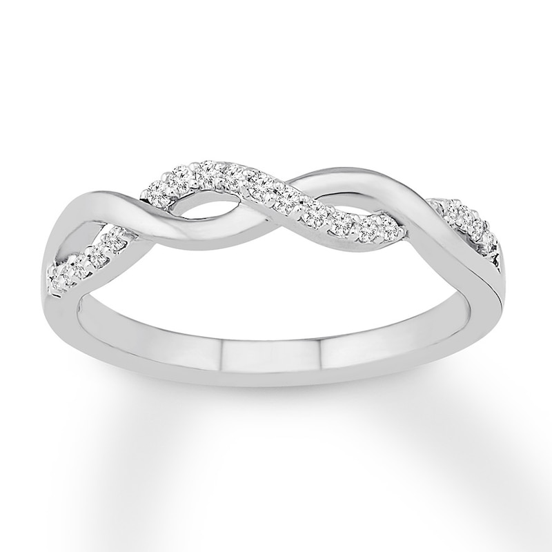 Main Image 1 of Previously Owned Diamond Anniversary Band 1/8 ct tw Round-cut 10K White Gold - Size 10.75