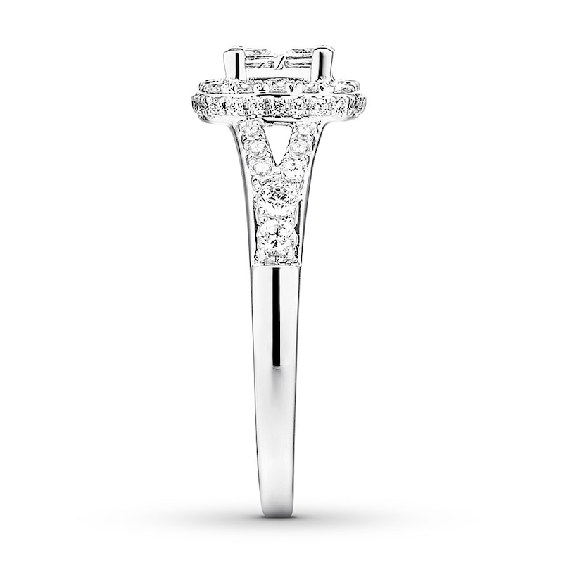 Previously Owned Diamond Engagement Ring 1 ct tw Princess & Round-cut 14K White Gold - Size 4