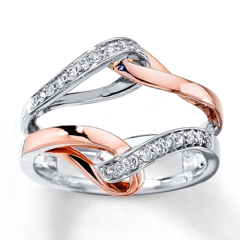 Main Image 1 of Previously Owned Diamond Enhancer Ring 1/5 ct tw Round-cut 14K Two-Tone Gold - Size 4.25