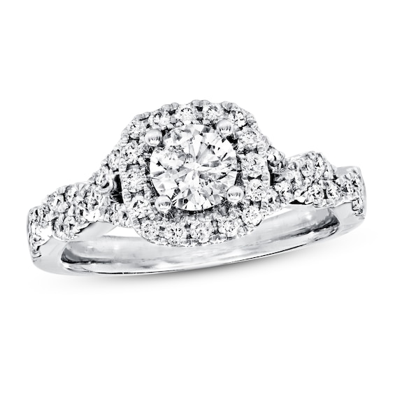 Previously Owned Diamond Engagement Ring 7/8 ct tw Round-cut 14K White Gold